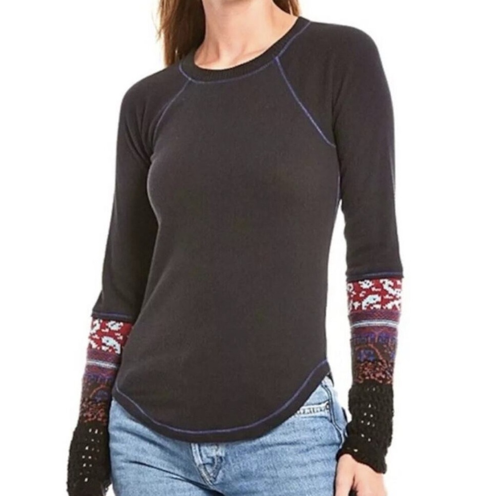 SPRING Free People We The Free Dark Navy In The Mix Thermal Long Sleeve — XS